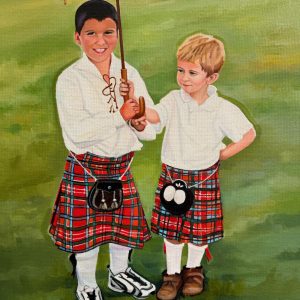 Laura Grime Painting - Grandad's Big Umbrella (At the Fergus Highland Games)